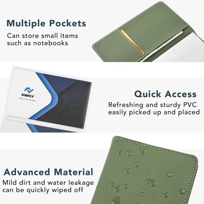 DMFLY Leather Professional Business Card Holder Organizer Book - 300 Card Capacity Premium PU Folder with Soft Cover, Name Card Credit Cards Binder for Men/Women, Fruit Green - Image 3